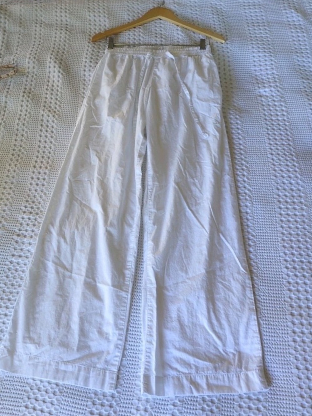 Enza Costa White Wide Leg 100% cotton pants